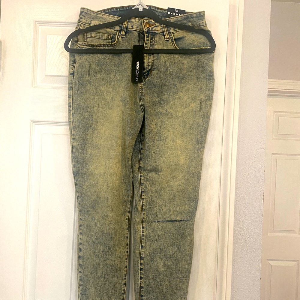 Fashionnova green stonewash stretch Highwaist jeans
